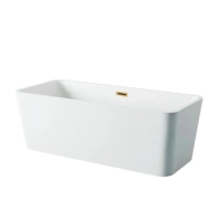 Balneo ROMA freestanding bathtub 170 x 80 cm white acrylic with stainless steel frame and 6 stabilising legs with overflow and gold plug