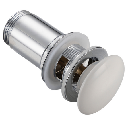 Brass washbasin stopper Balneo Klik Klak C white without overflow with ceramic head