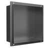 Balneo Wall Box Recessed Shelf No-Rim Gun Metal 30 × 30 × 10 cm, Brushed Stainless Steel