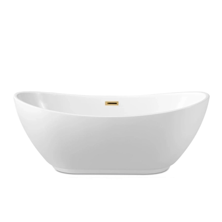 Balneo PARMA freestanding bathtub 170 x 72 cm, white acrylic with a stainless steel frame and 6 stabilizing legs, featuring an overflow and gold drain