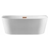 Balneo VIVA wall-mounted freestanding bathtub, white, 150 x 75 cm, acrylic, with stainless steel frame and 6 stabilizing legs, overflow, and copper click-clack drain