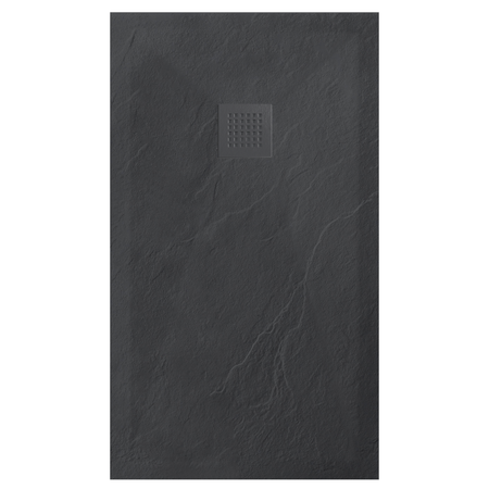 Balneo Stone Tray Composite Low-Profile Rectangular Shower Tray 100 × 90 × 2.5 cm, Dark Gray