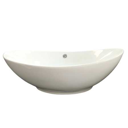 Umywalka nablatowa Balneo Zerra 59 x 39 cm biała ceramiczna z przelewem w kolorze chrom