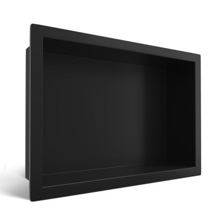 Balneo WALL-BOX ONE Black 30x20x10 cm black stainless steel recessed shelf with collar