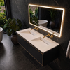 Alveria Solid Surface Washbasin, Coco White, with Double Linear Drain, 140 cm