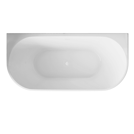 Wanna wolnostojąca przyścienna Balneo VIVA NO RIM 160 x 75 cm biało czarna akrylowa z ramą ze stali nierdzewnej i 6 nóżkami stabilizującymi z przelewem i białym korkiem