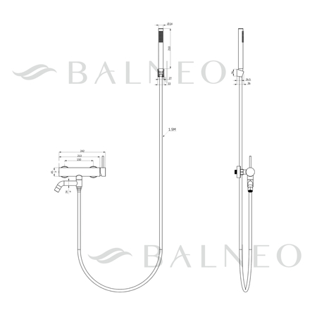 Bateria wannowa Balneo Cascade zestaw 1 shiny gold
