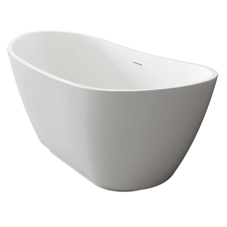 Freestanding bathtub Balneo PARMA NO RIM 170 x 72 cm white grey acrylic with frame made of stainless steel and 6 stabilizing legs with overflow and white plug