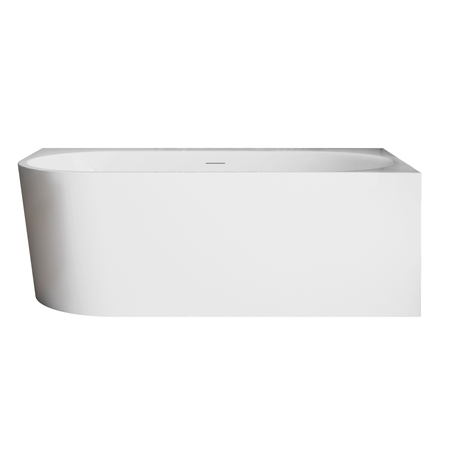 Freestanding bathtub corner right Balneo AVOLA PLUS NO RIM 160 x 75 cm white acrylic with frame made of stainless steel and 6 stabilizing legs with overflow and white plug