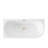 Left Corner Freestanding Bathtub Balneo AVOLA 160 x 80 cm White Acrylic with Stainless Steel Frame and 6 Stabilizing Legs with Overflow and Golden Plug