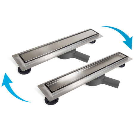 Linear drain floor Balneo 360 Drain 100 cm double-sided with panel made of stainless steel brushed with rotating trap