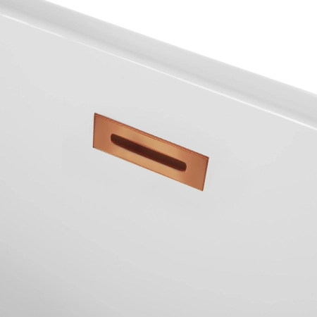 Balneo VIVA wall-mounted freestanding bathtub, white, 160 x 75 cm, acrylic, with stainless steel frame and 6 stabilizing legs, overflow, and copper click-clack drain