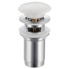 Brass Basin Click Clack Waste Plug C White with Overflow and Ceramic Head