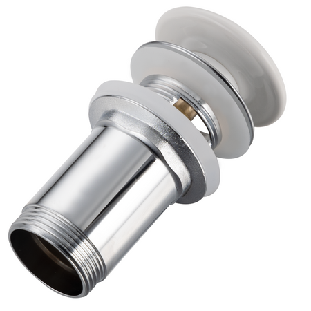 Brass Basin Click Clack Waste Plug C White with Overflow and Ceramic Head