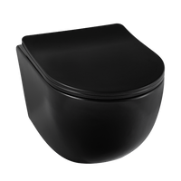 Balneo Luna Black Rimless Wall-Hung Toilet Bowl without Flush Rim, with Soft-Close Duroplast Seat