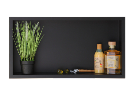 Półka wnękowa Balneo Wall Box One Black 60 x 30 x 10 cm czarna ze stali nierdzewnej z kołnierzem