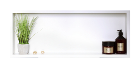 Półka wnękowa Balneo Wall Box One White 90 x 30 x 7 cm biała ze stali nierdzewnej z kołnierzem