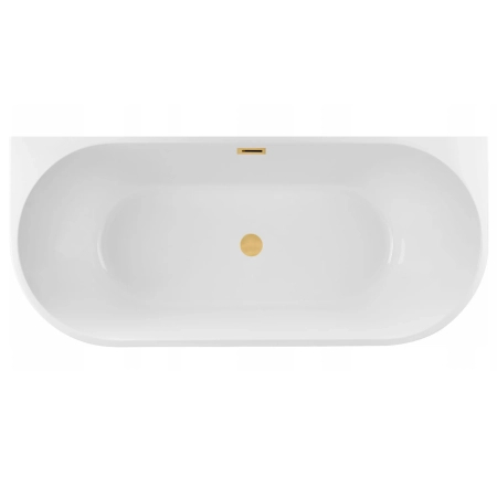 Balneo VIVA wall-mounted freestanding bathtub, white, 170 x 80 cm, acrylic, with stainless steel frame and 6 stabilizing legs, overflow, and gold click-clack drain