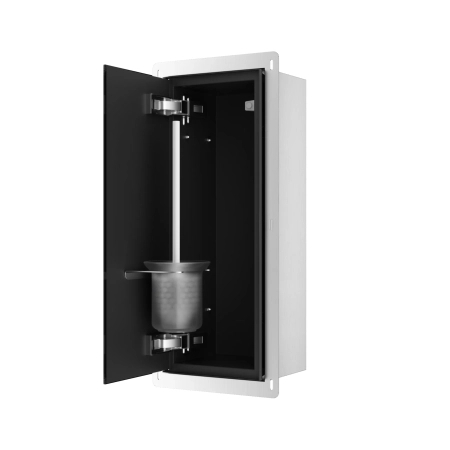 Schowek na szczotkę WC Balneo Wall Box Brush S Black Glass lewy wbudowany w ścianę ze stali nierdzewnej