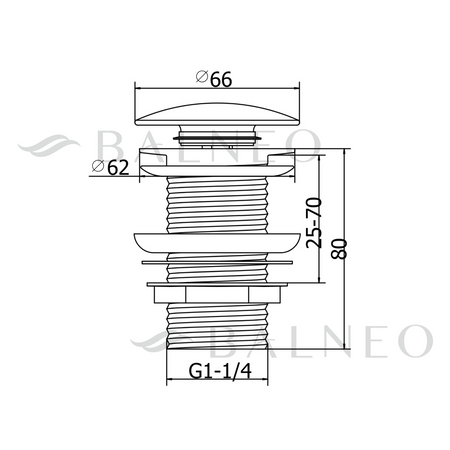 Brass washbasin stopper Balneo Klik Klak A white without overflow with ceramic head