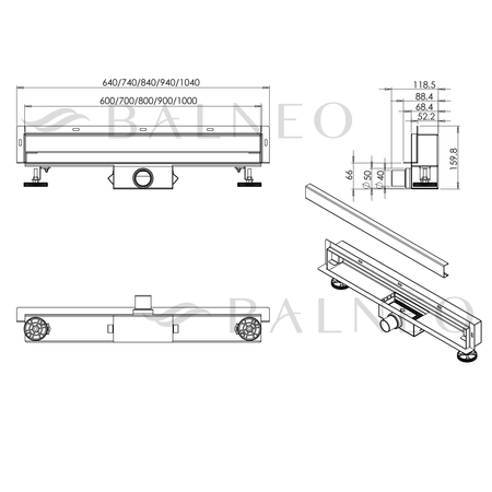 W-Drain NEXT 100 cm odpływ liniowy ścienny INOX