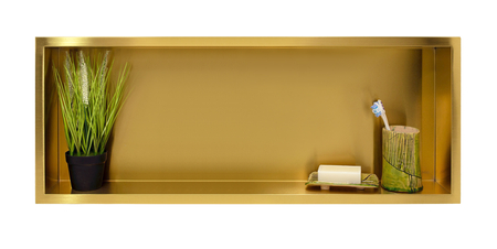Półka wnękowa Balneo Wall Box One Gold 90 x 30 x 7 cm złota ze stali nierdzewnej z kołnierzem
