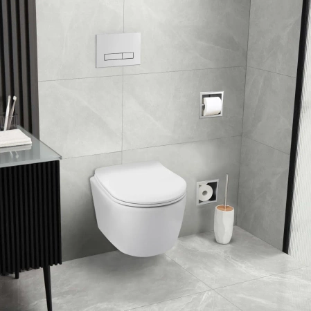 Zestaw podtynkowy WC Balneo stelaż Fix-Frame Standard z białą miską WC Luxa i przyciskiem do wyboru