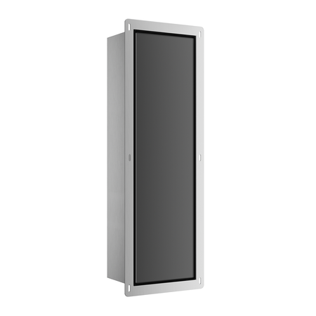 Schowek na szczotkę WC Balneo Wall Box Brush L Black Glass prawy do wbudowania w ścianę ze stali nierdzewnej