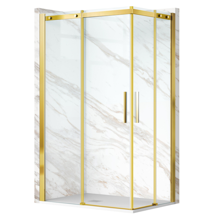 Kabina prysznicowa rozsuwana Balneo Rio 90 x 90 cm złota transparentna