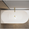 Left Corner Freestanding Bathtub Balneo AVOLA 160 x 80 cm White Acrylic with Stainless Steel Frame and 6 Stabilizing Legs with Overflow and Golden Plug
