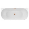 Balneo VIVA wall-mounted freestanding bathtub, white, 170 x 80 cm, acrylic, with stainless steel frame and 6 stabilizing legs, overflow, and copper click-clack drain