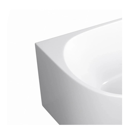 Right corner freestanding bathtub Balneo AVOLA 170 x 80 cm white acrylic with stainless steel frame and 6 stabilizing legs with overflow and black plug