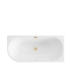 Right corner freestanding bathtub Balneo AVOLA 170 x 80 cm white acrylic with a stainless steel frame and 6 stabilizing legs, with overflow and golden drain