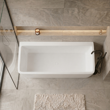 Freestanding bathtub Balneo ROMA NO RIM 170 x 80 cm white acrylic with frame made of stainless steel and 6 stabilizing legs with overflow and white plug
