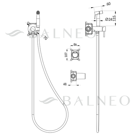 Bateria bidetowa Balneo Cascade model 2 inox