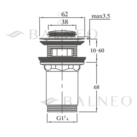 Balneo Brass Click-Clack E Basin Pop-Up Waste with Overflow – Brushed Gold