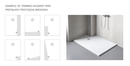 Composite Shower Tray Balneo Stone Tray 100 × 80 × 2.5 cm, White, Low, Rectangular