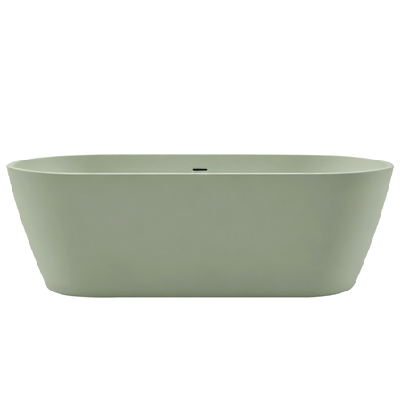Freestanding bathtub VALIA Solid Surface Pistachio Cream with siphon and plug