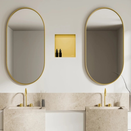 Balneo Wall Box No rim Gold 30 x 30 x 10 cm stainless steel recessed shelf without collar