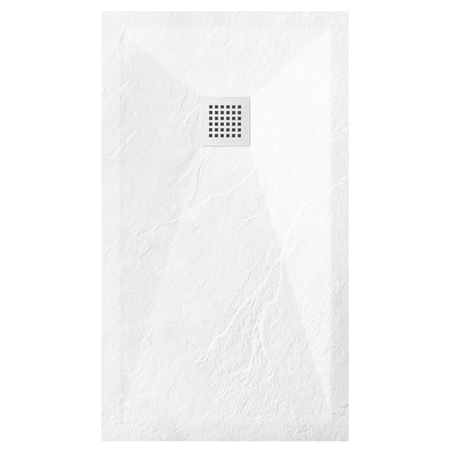 Composite Shower Tray Balneo Stone Tray 110 × 80 × 2.5 cm, White, Low-Profile Rectangular