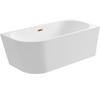 Balneo AVOLA 150 x 75 cm Right-Hand Corner Freestanding Bathtub in White Acrylic with Stainless Steel Frame and 6 Stabilizing Feet, with Overflow and Gold Drain Plug