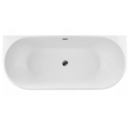 Wanna wolnostojąca przyścienna Balneo VIVA 150 x 75 cm biała akrylowa z ramą ze stali nierdzewnej i 6 nóżkami stabilizującymi z przelewem i korkiem chrom