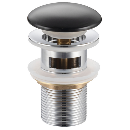 Brass washbasin stopper Balneo Klik Klak A black with overflow with ceramic head