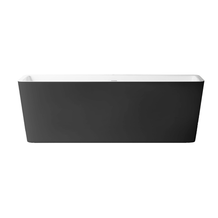 Freestanding bathtub Balneo ROMA NO RIM 170 x 80 cm white black acrylic with frame made of stainless steel and 6 stabilizing legs with overflow and white plug