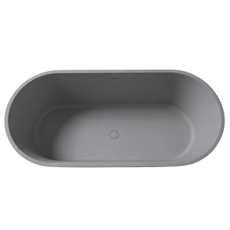 Freestanding bathtub VALIA Solid Surface Cemento Raw with siphon and plug
