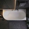 Freestanding bathtub corner right Balneo AVOLA PLUS NO RIM 160 x 75 cm white acrylic with frame made of stainless steel and 6 stabilizing legs with overflow and white plug