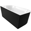 Freestanding bathtub corner right Balneo AVOLA fluted NO RIM 150 x 75 cm white black acrylic with frame made of stainless steel and 6 stabilizing legs with overflow and white plug
