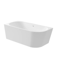 Wanna wolnostojąca narożna lewa Balneo AVOLA 150 x 75 cm biała akrylowa z ramą ze stali nierdzewnej i 6 nóżkami stabilizującymi z przelewem i korkiem białym