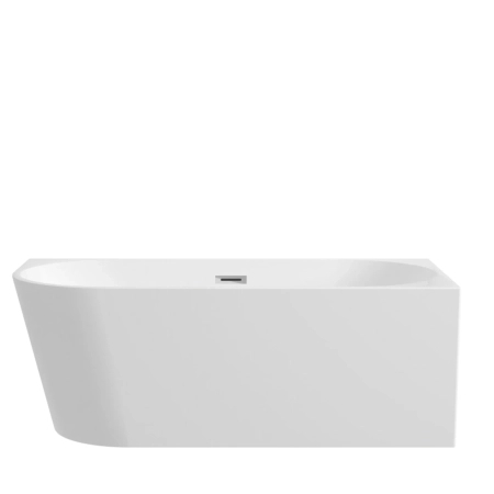 Balneo AVOLA Right-Hand Freestanding Corner Bathtub 150 × 75 cm, White Acrylic, with Stainless Steel Frame and 6 Stabilizing Feet, Overflow and Chrome Plug