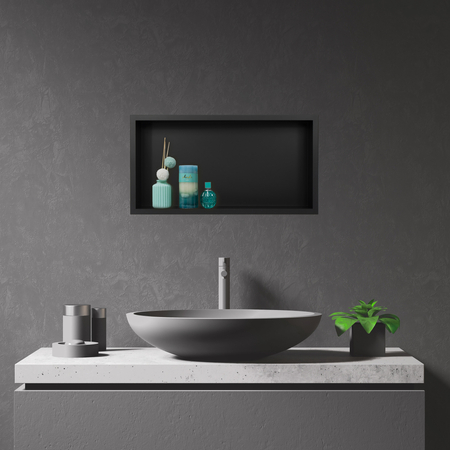 Półka wnękowa Balneo Wall Box One Black 60 x 30 x 7 cm czarna ze stali nierdzewnej z kołnierzem
